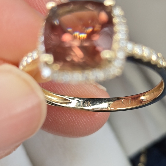 Sunstone diamond ring 14kt - Picture 7 of 7